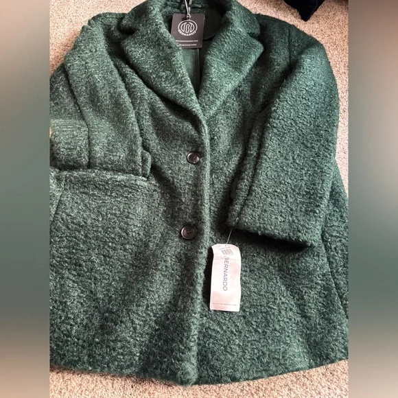 NWT Bernardo Women’s Notch Lapel Single Breasted Forest Green Coat Size Small - Picture 5 of 10